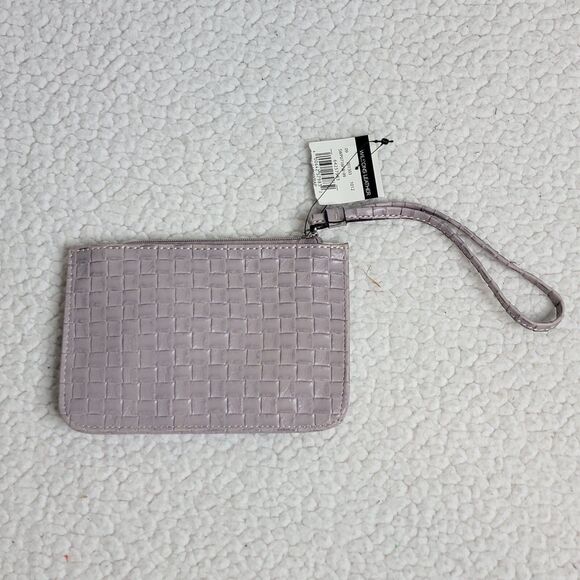 FC3 NWT Wilson's Lavender Leather Woven Braided Cashwrap  Wristlet Wallet Pouch - Picture 2 of 5